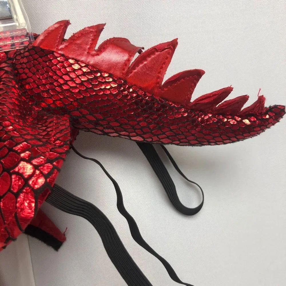 Thrills and Chills Dog Halloween Costume Red Metallic Dragon Outfit Size Small